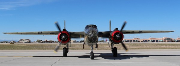 B-25 returning from a flight.