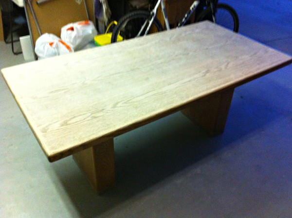 The table, sanded and ready for a new coat.