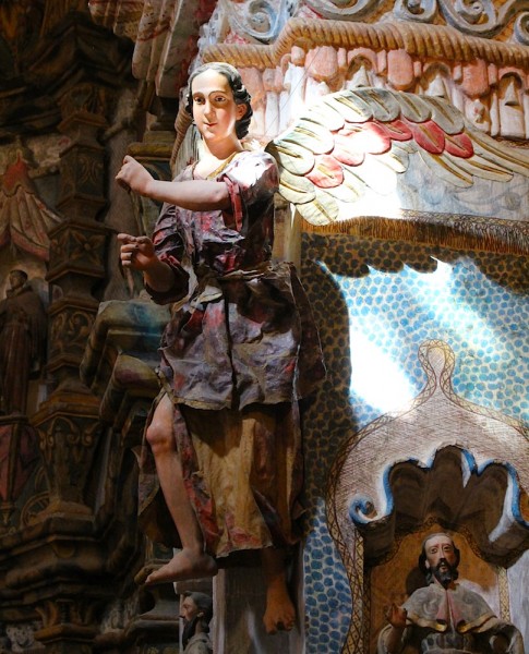 Transept angel in light, San Xavier del Bac Mission.