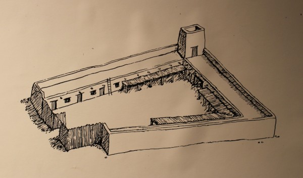 An artist's rendering of the layout of the Tubac presidio in its prime.