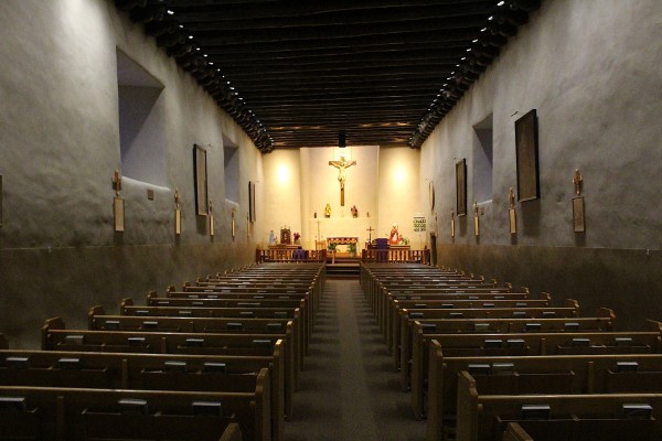Interior of the Isleta church from the narthex.