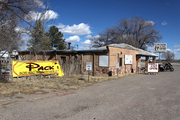 Pack's Cafe, formerly (and still?) Willard Cantina and Cafe, on the main drag in Willard, NM.